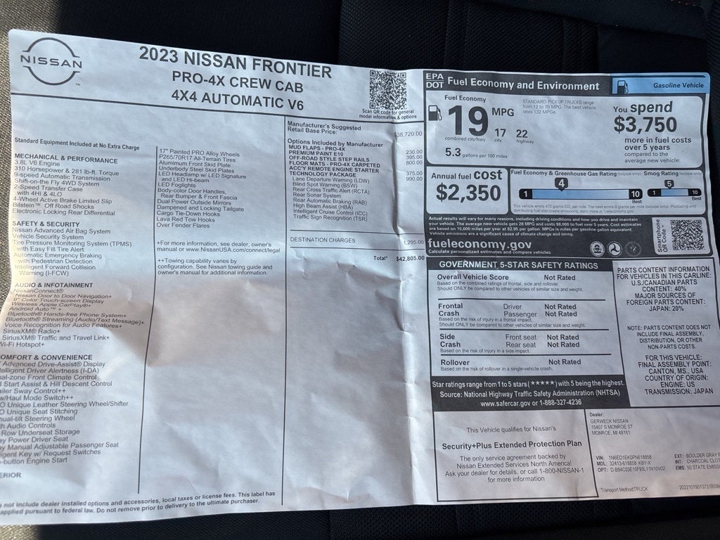 2023 Nissan Frontier PRO-4X