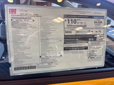 2026 FIAT 500e Battery Electric