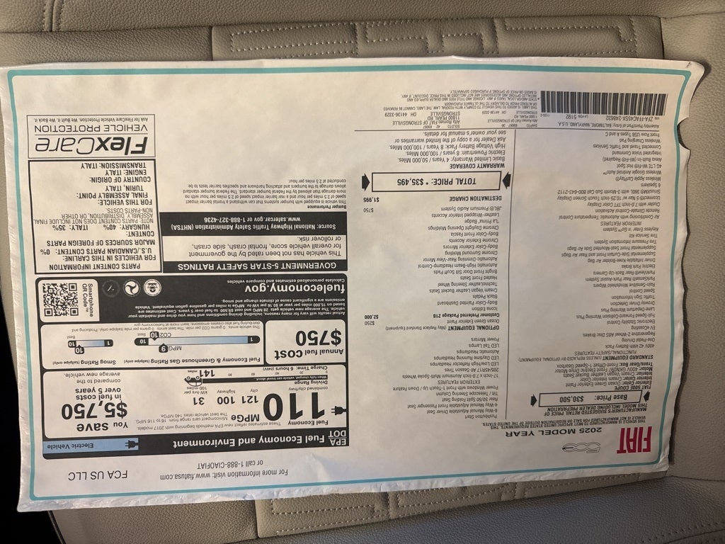 2025 FIAT 500e Battery Electric