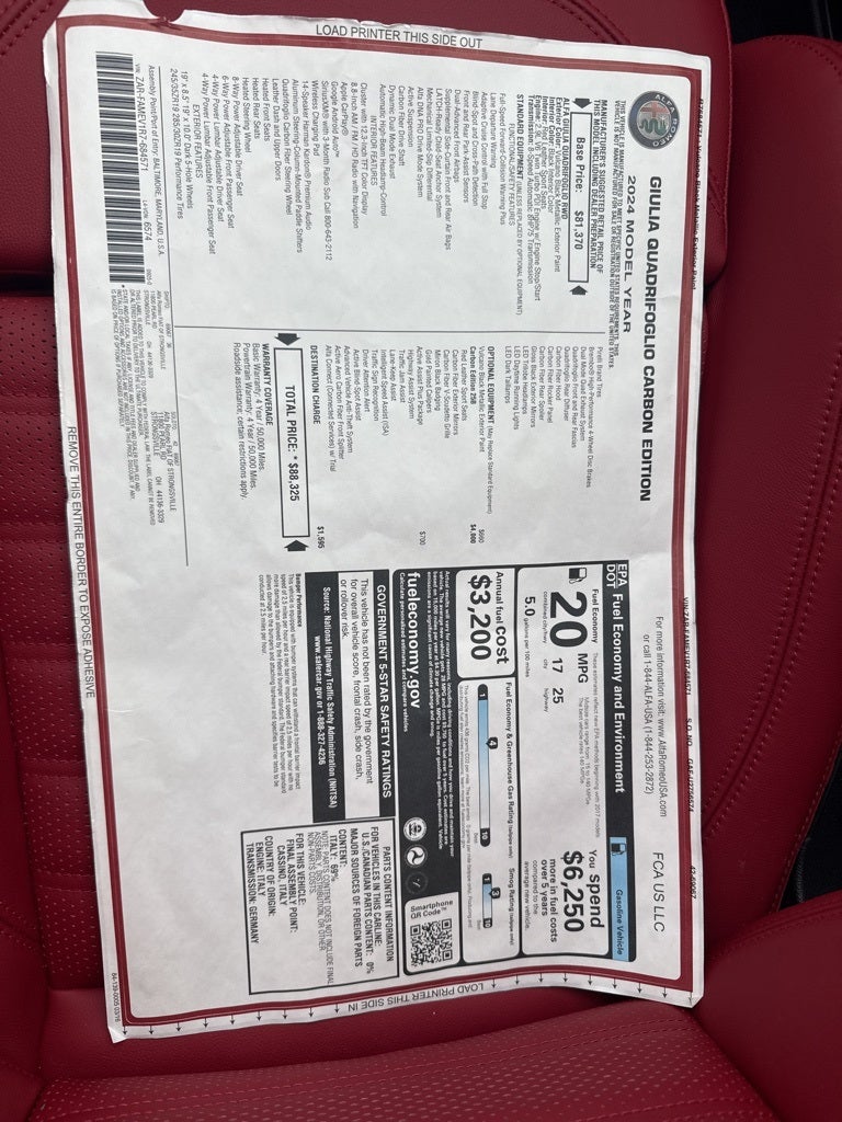 2024 Alfa Romeo Giulia Quadrifoglio Quadrifoglio Carbon