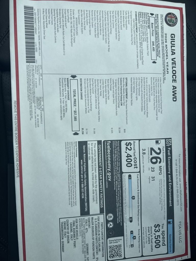 2026 Alfa Romeo Giulia Base