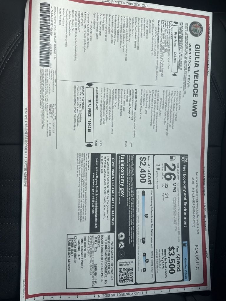 2026 Alfa Romeo Giulia Base Veloce