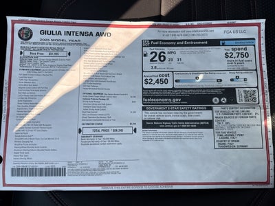 2025 Alfa Romeo Giulia Intensa AWD