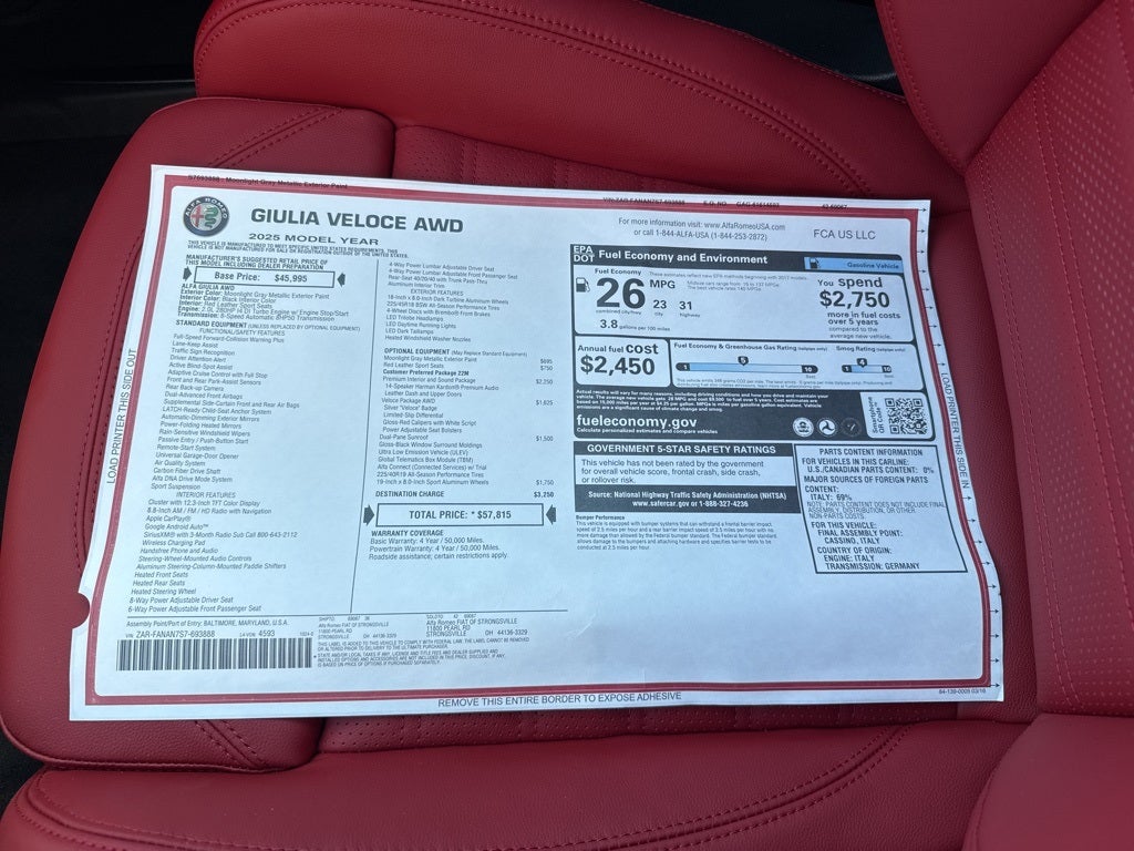 2025 Alfa Romeo Giulia Veloce AWD