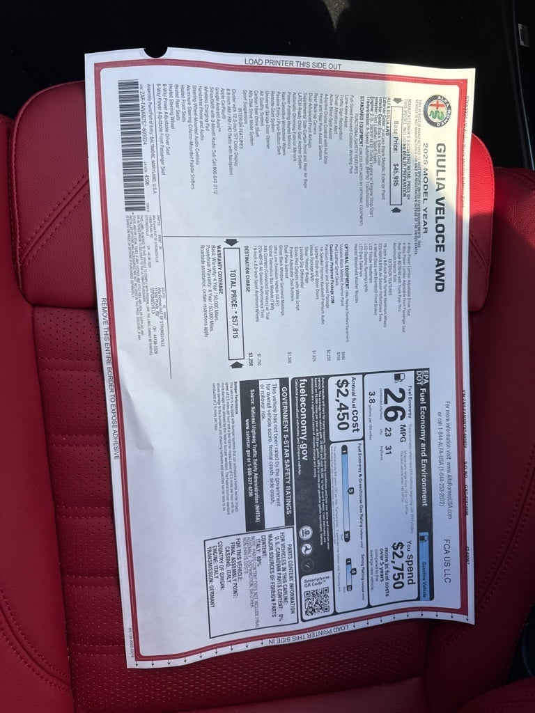 2025 Alfa Romeo Giulia Veloce AWD
