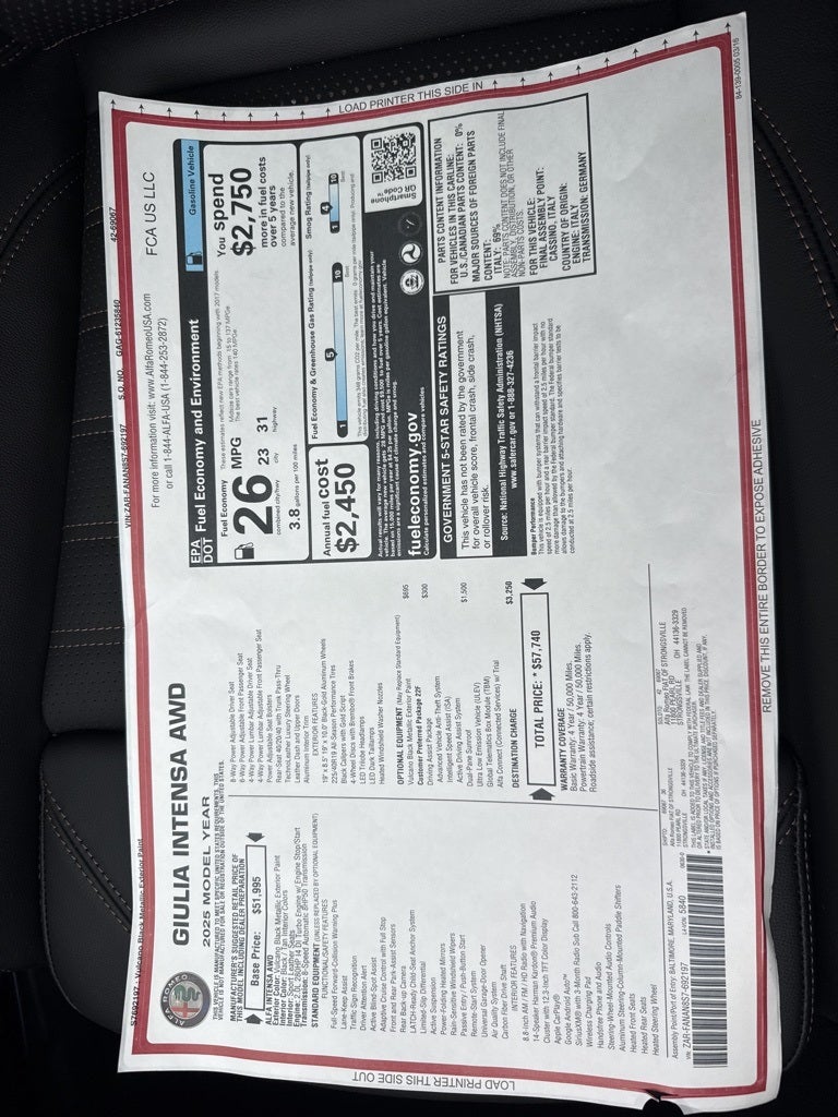 2025 Alfa Romeo Giulia Intensa AWD