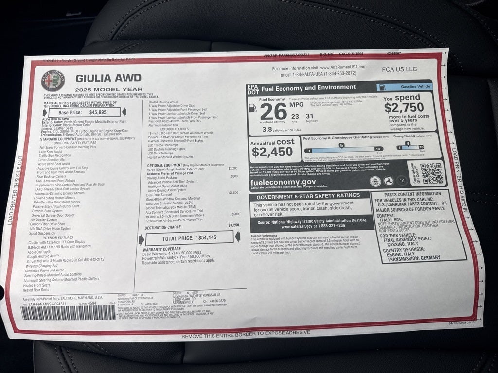 2025 Alfa Romeo Giulia AWD