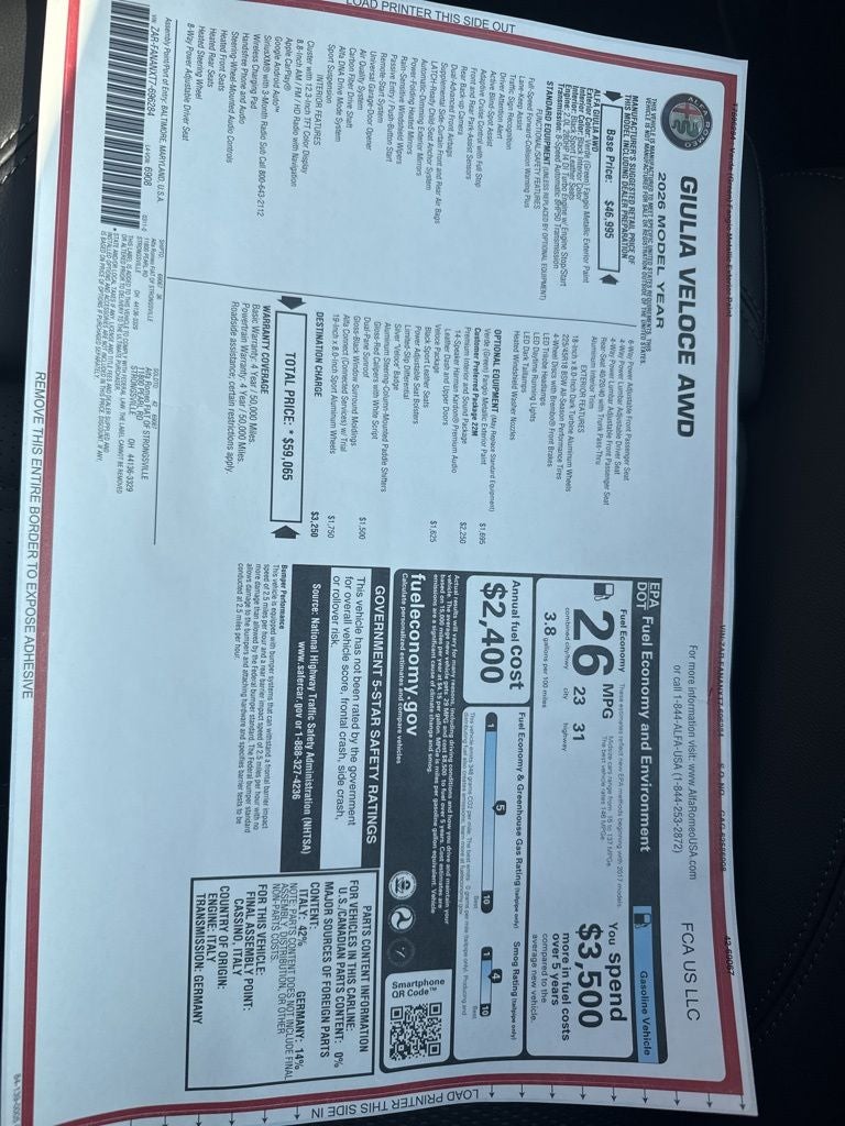 2026 Alfa Romeo Giulia Base Veloce