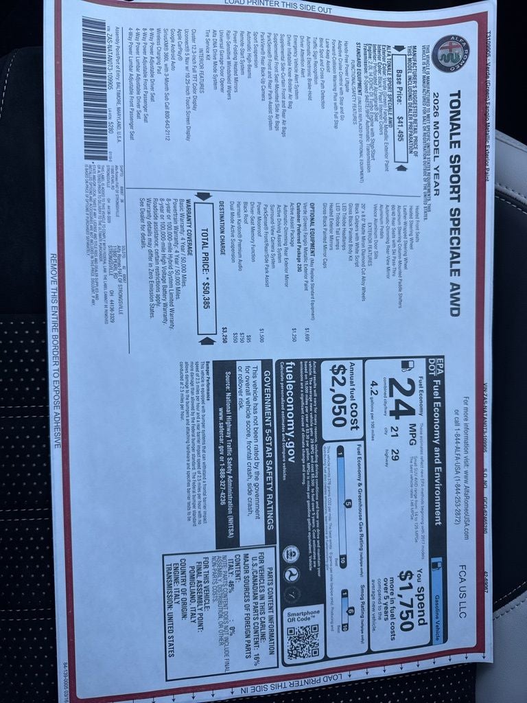 2026 Alfa Romeo Tonale Sport Speciale AWD