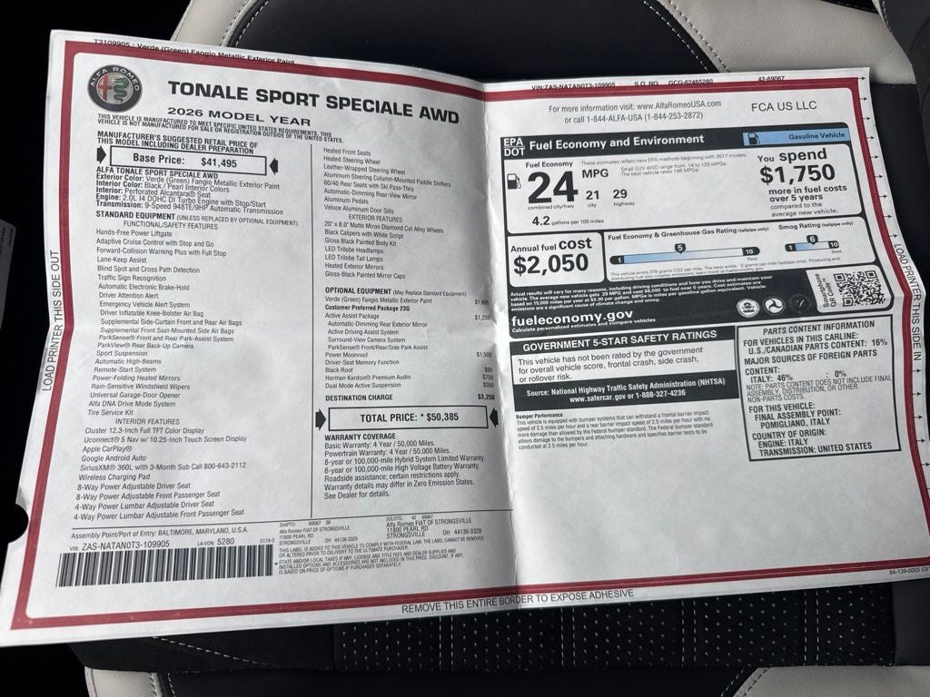 2026 Alfa Romeo Tonale Sport Speciale AWD