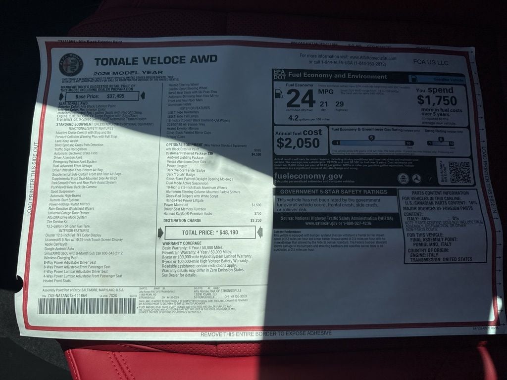 2026 Alfa Romeo Tonale Veloce AWD