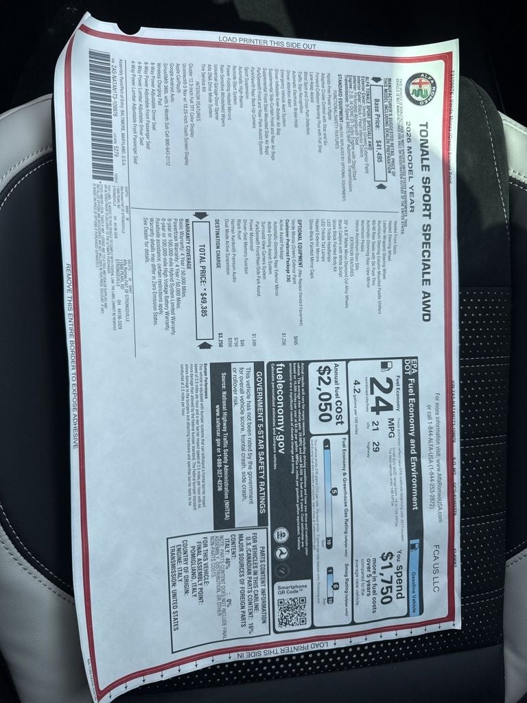 2026 Alfa Romeo Tonale Sport Speciale