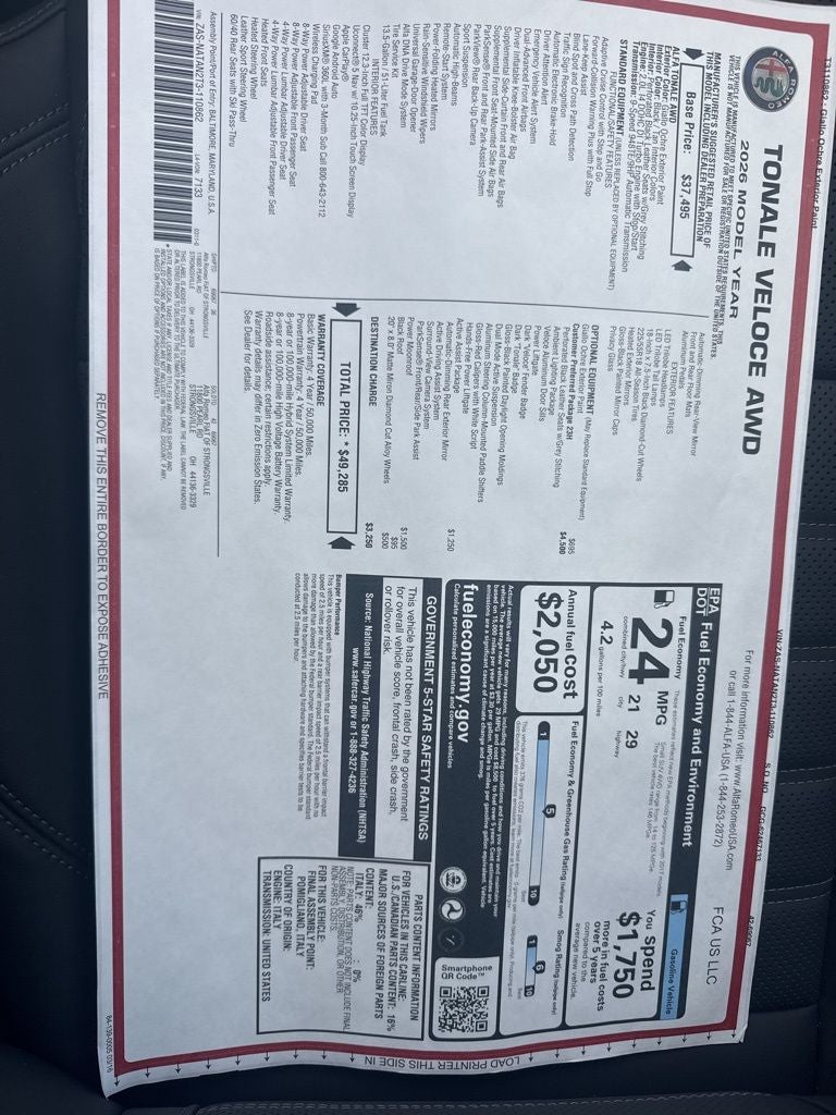 2026 Alfa Romeo Tonale Veloce AWD