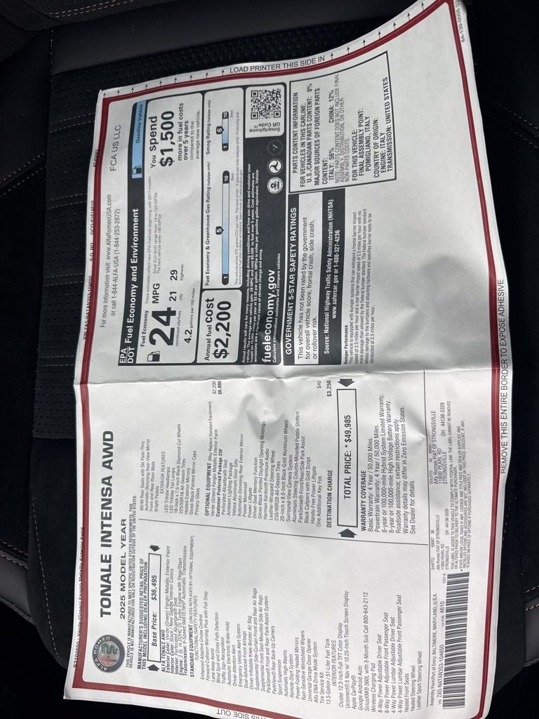 2025 Alfa Romeo Tonale Intensa AWD