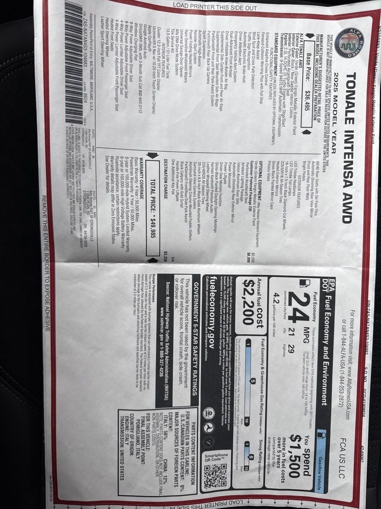 2025 Alfa Romeo Tonale Intensa AWD