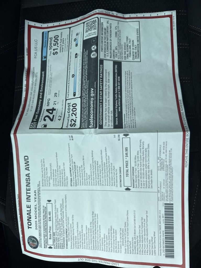 2025 Alfa Romeo Tonale Intensa AWD