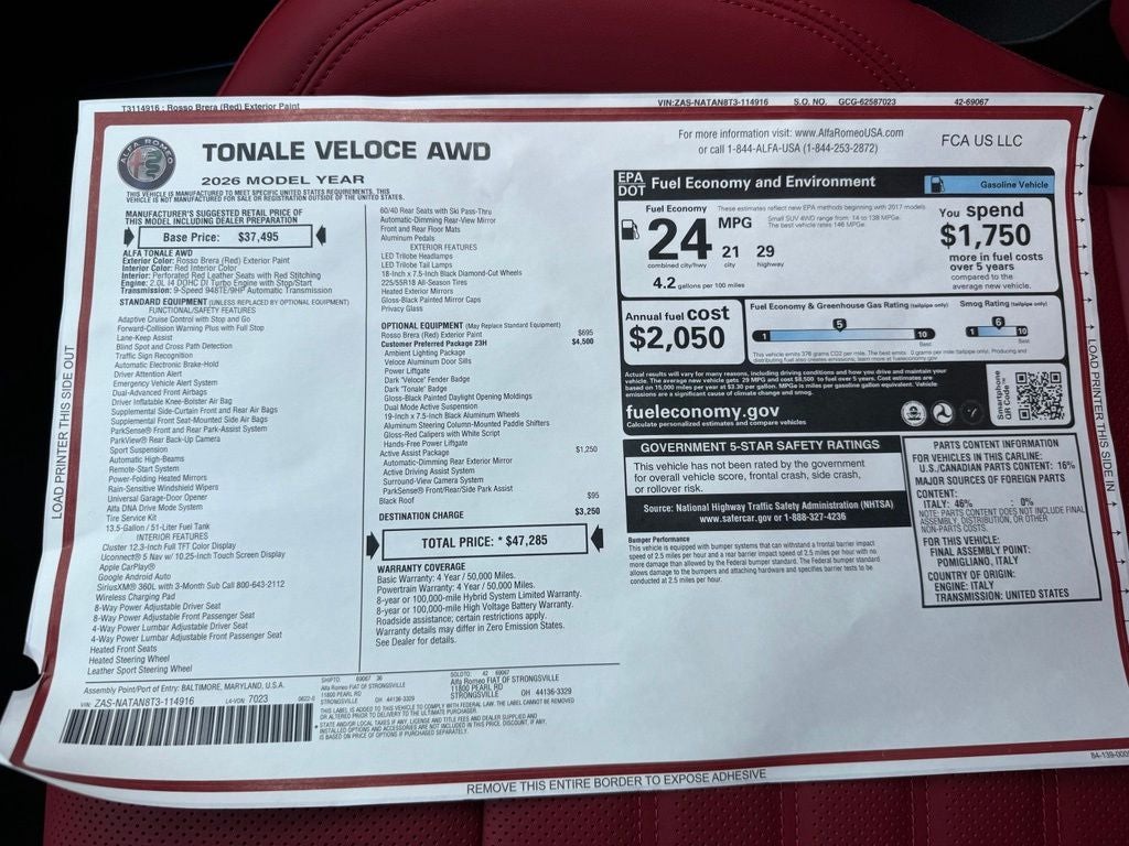 2026 Alfa Romeo Tonale Veloce AWD