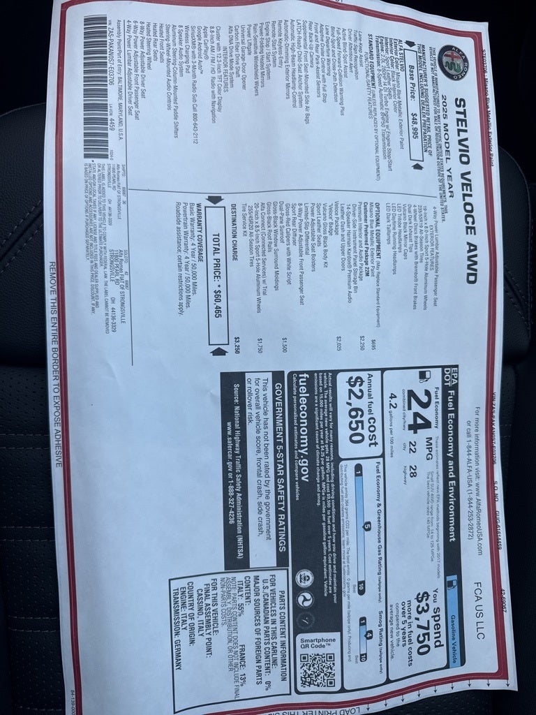 2025 Alfa Romeo Stelvio Veloce AWD