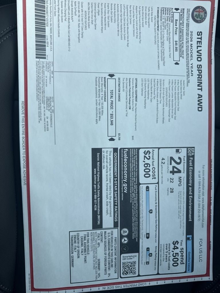2026 Alfa Romeo Stelvio Sprint AWD