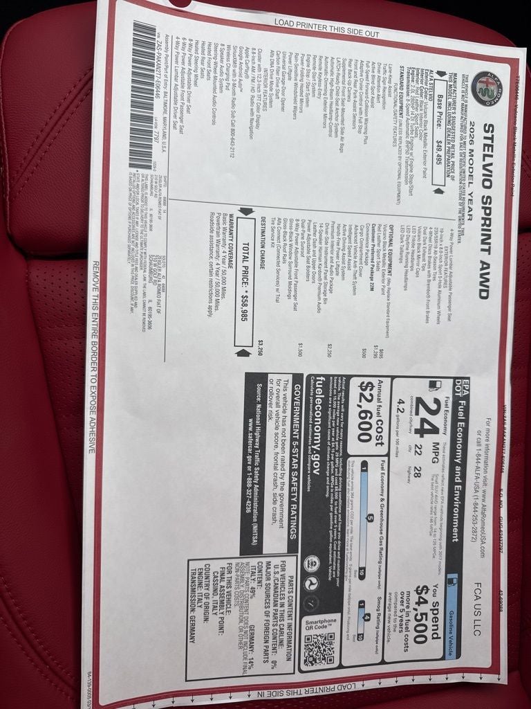 2026 Alfa Romeo Stelvio Sprint AWD