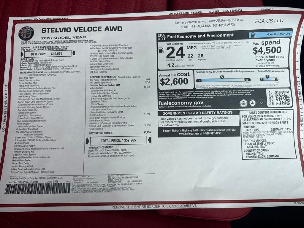 2026 Alfa Romeo Stelvio Sprint AWD