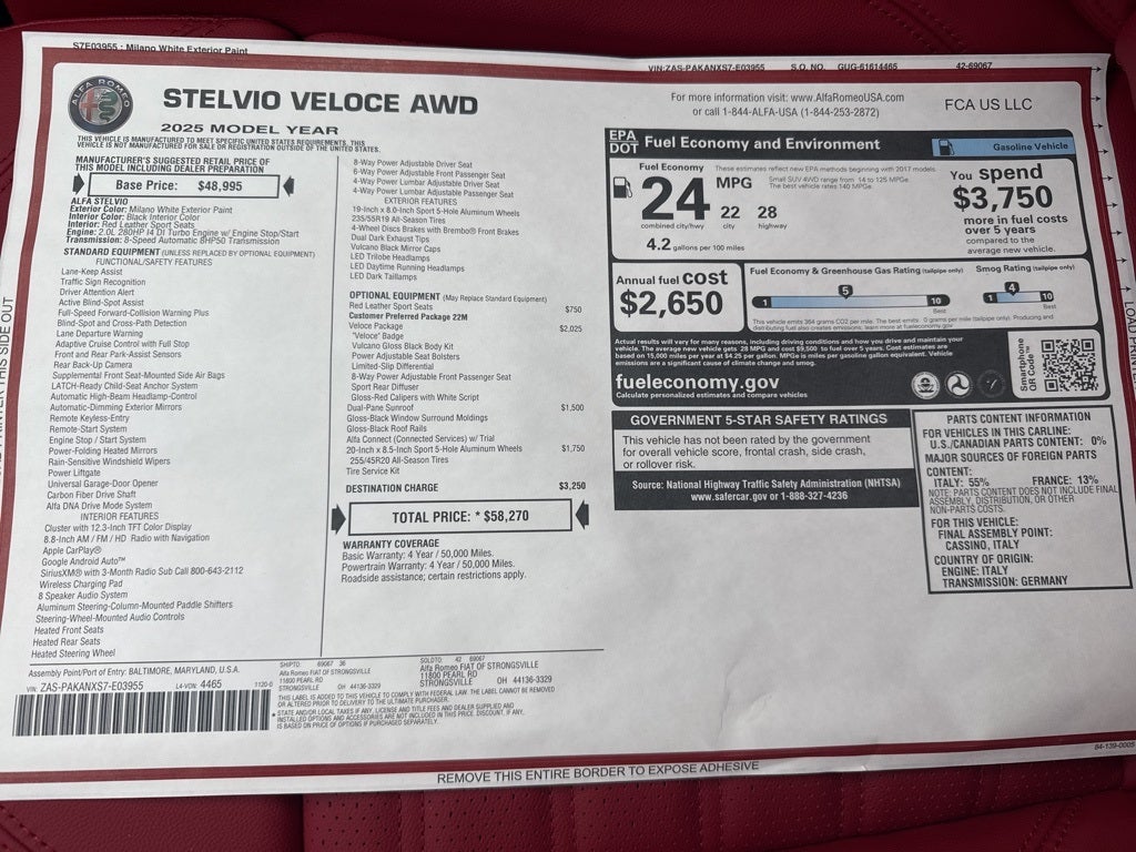 2025 Alfa Romeo Stelvio Veloce AWD