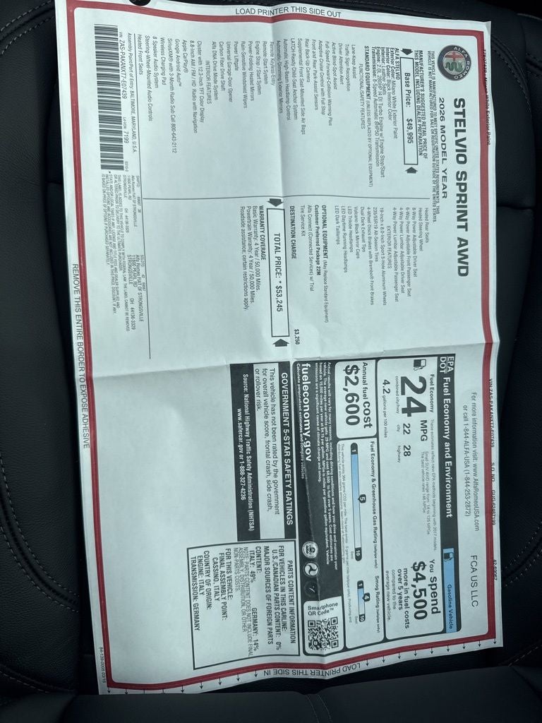 2026 Alfa Romeo Stelvio Sprint AWD