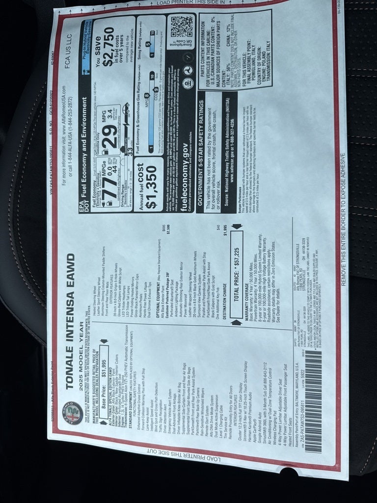 2025 Alfa Romeo Tonale Intensa AWD