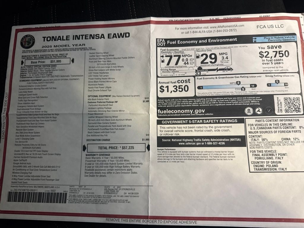 2025 Alfa Romeo Tonale Intensa PHEV AWD