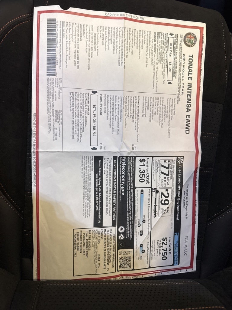 2025 Alfa Romeo Tonale Intensa AWD